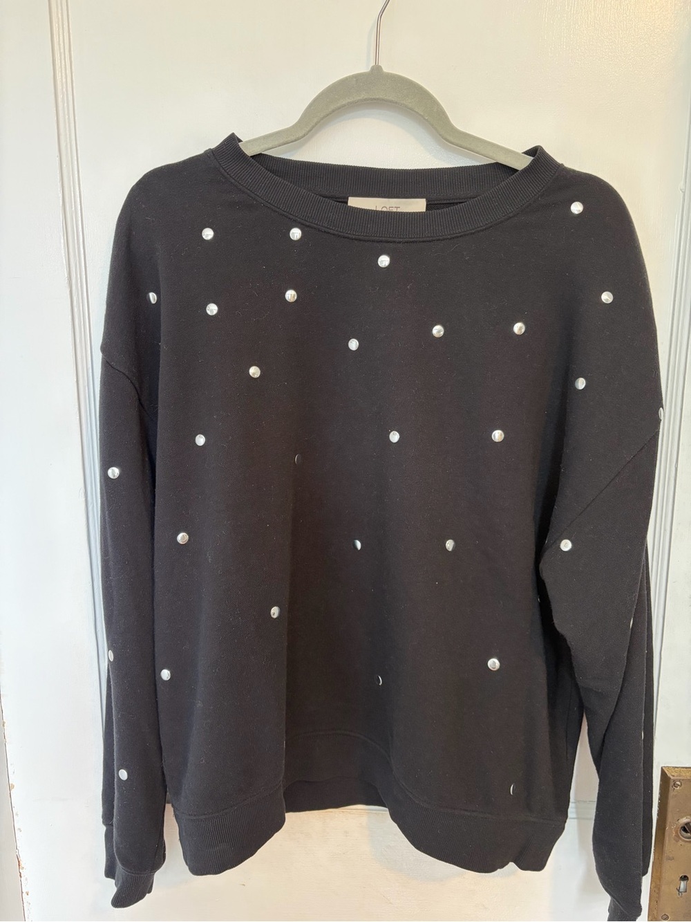 LOFT Embellished Black Sweatshirt. Size large